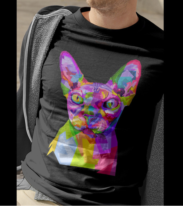 Colorful Sphynx Cat In Vibrant Pop T-Shirt