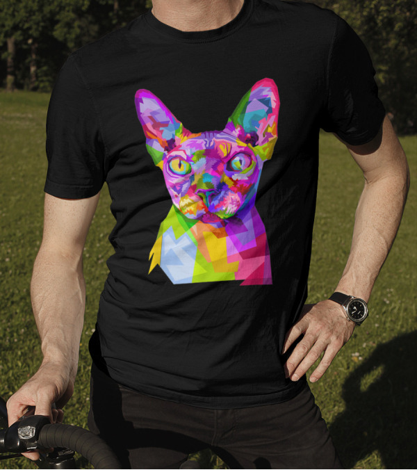 Colorful Sphynx Cat In Vibrant Pop T-Shirt