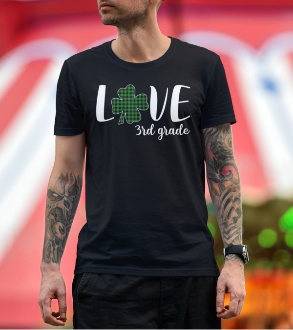 Premium T-Shirt: Love Shamrock 3rd Grade Teacher St Patrick's Iconic Plaid T-Shirt Love Shamrock 3rd Grade Teacher St Patrick's Iconic Plaid T-Shirt