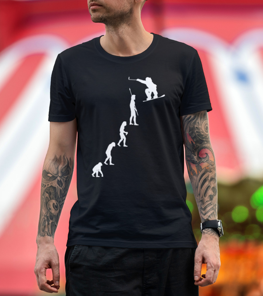 Evolution of Snowboarding Enthusiast with Selfie Stick T-Shirt