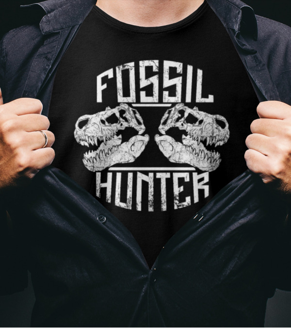 Fossil Hunter Dinosaur Bones Archaeology Trex Skull T-Shirt