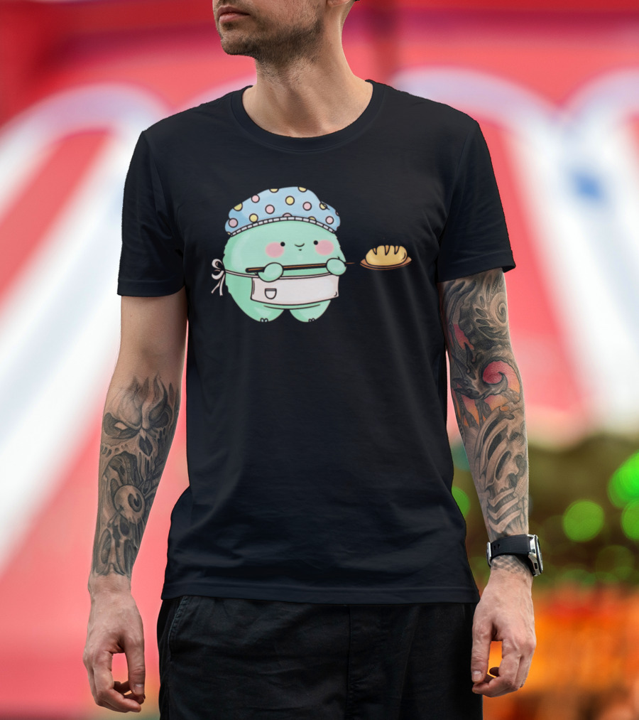 Cute Polka Dot Hat Creature Baking Bread T-Shirt