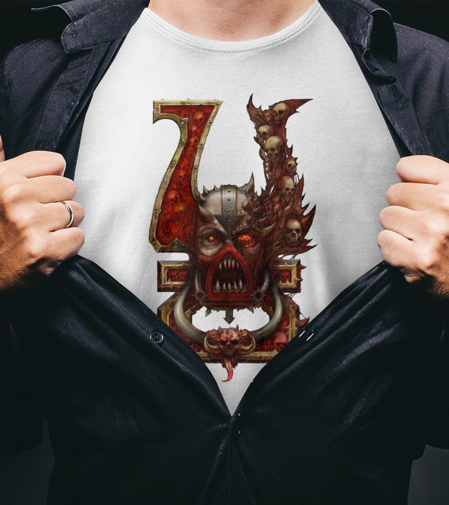 Khorne Chaos Symbol Warhammer 40K Skull Throne T-Shirt