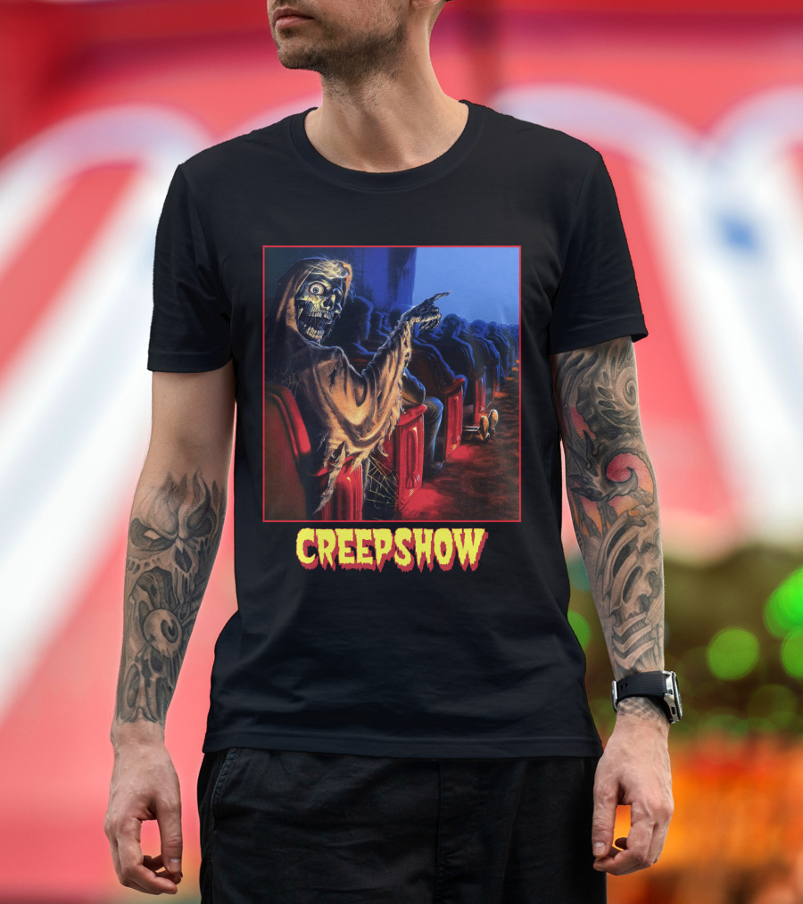Creepshow Skeleton Ushers Menacing Audience in Theater Scene T-Shirt