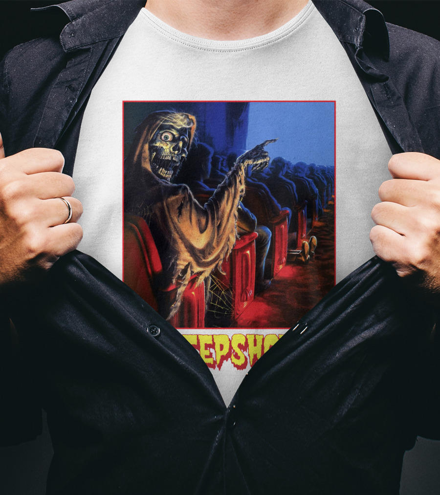 Creepshow Skeleton Ushers Menacing Audience In Theater Scene T-Shirt