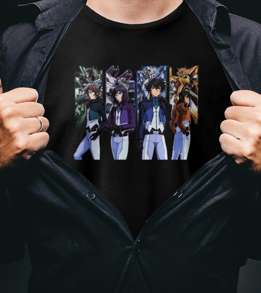 Mobile Suit Gundam 00 Celestial Being Characters And Gundams T-Shirt