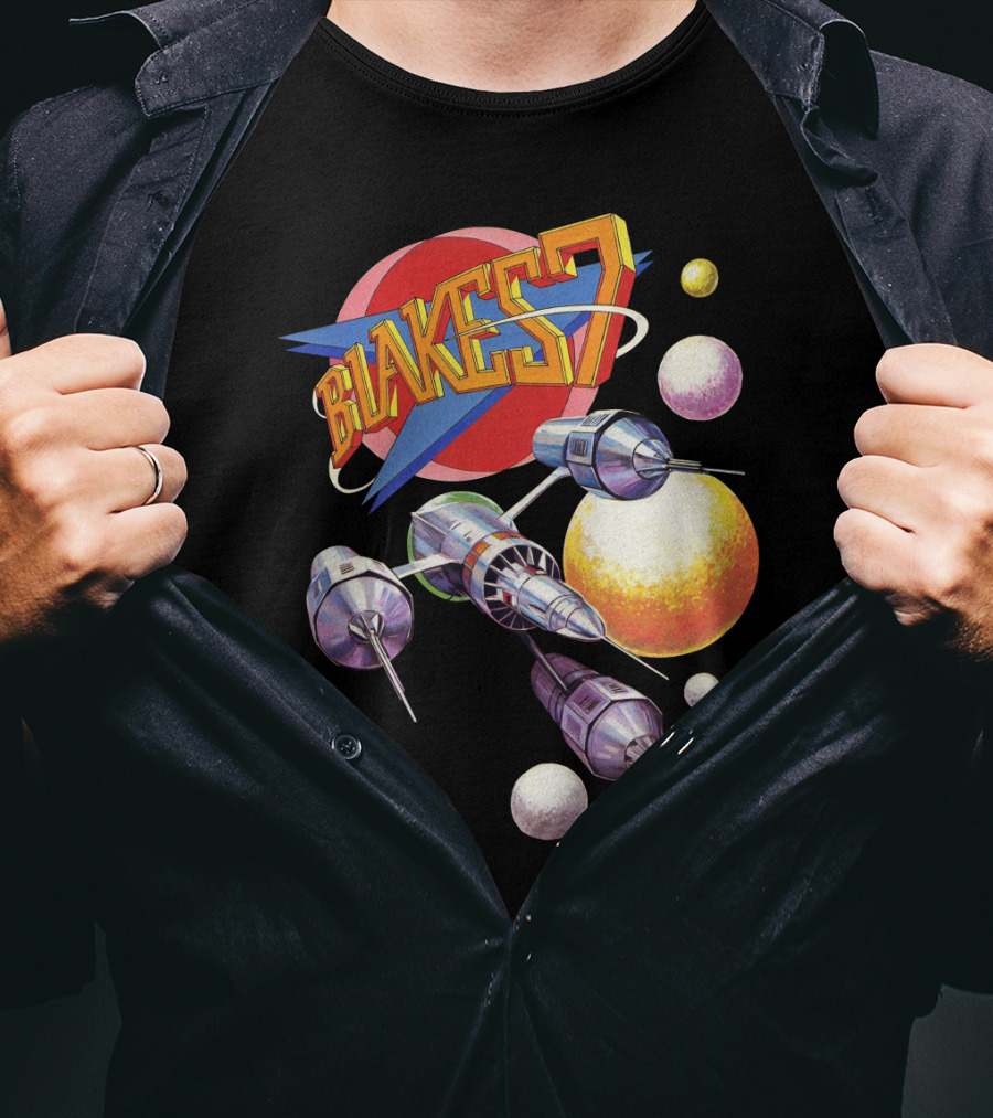 Blake's 7 Annual Retro Sci-Fi Spaceship And Planets T-Shirt