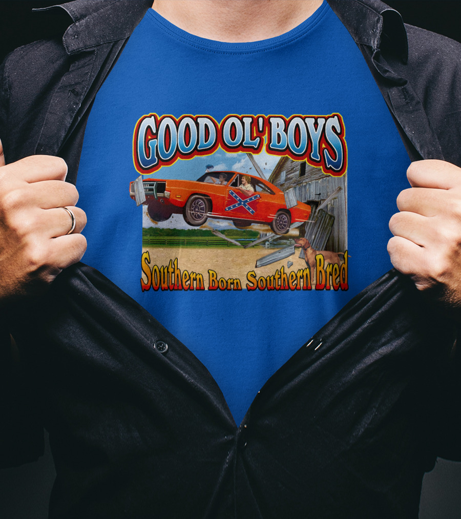 Good Ol' Boys Southern Born Southern Bred Dukes Of Hazzard Car Jump Scene T-Shirt