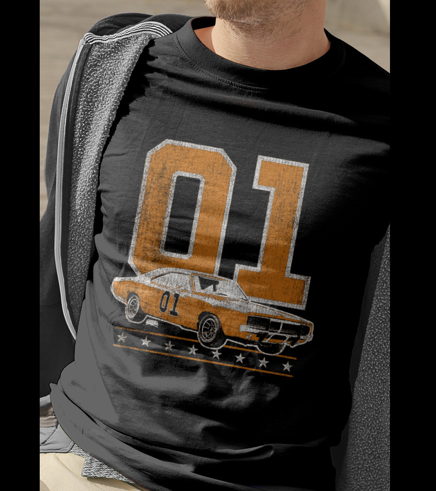 01 General Lee Dukes Of Hazzard Car Stars T-Shirt