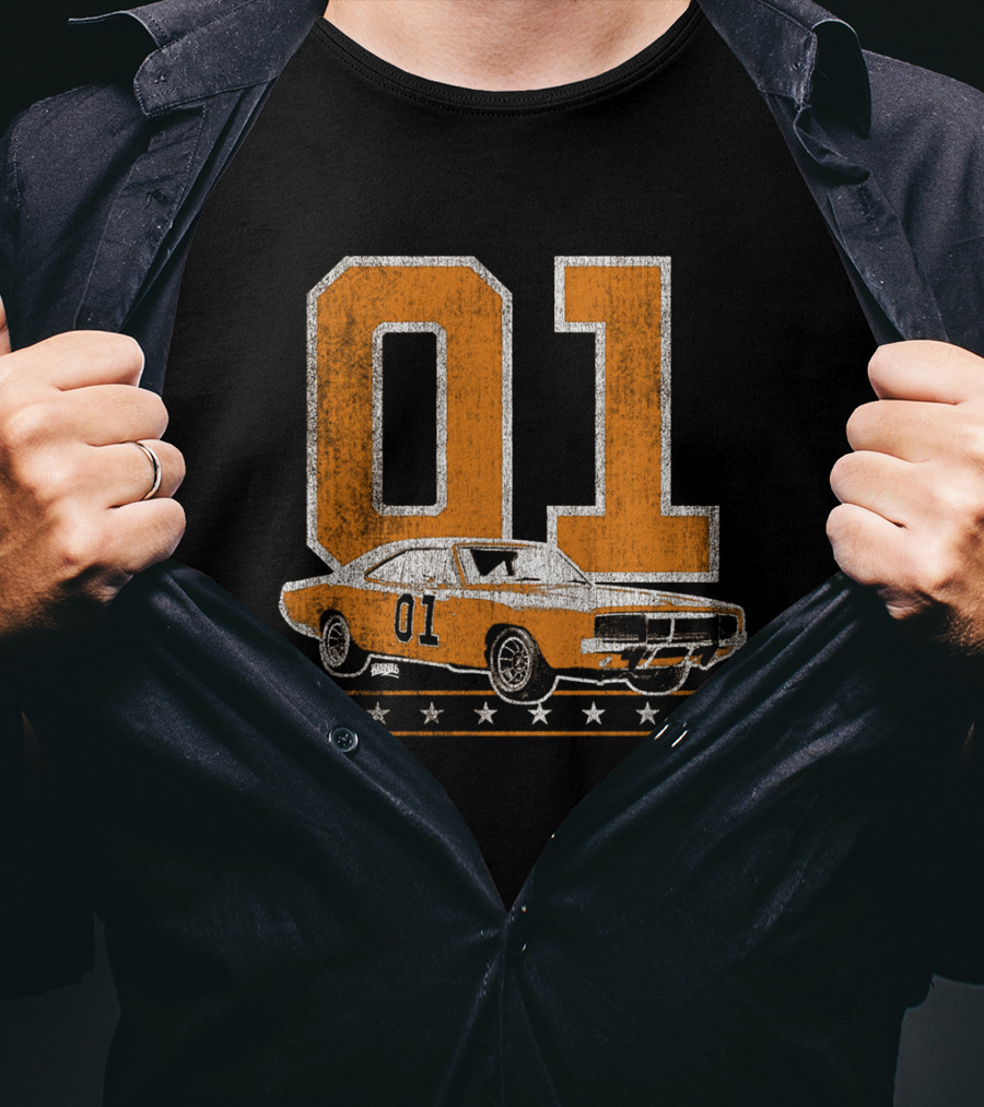 01 General Lee Dukes Of Hazzard Car Stars T-Shirt