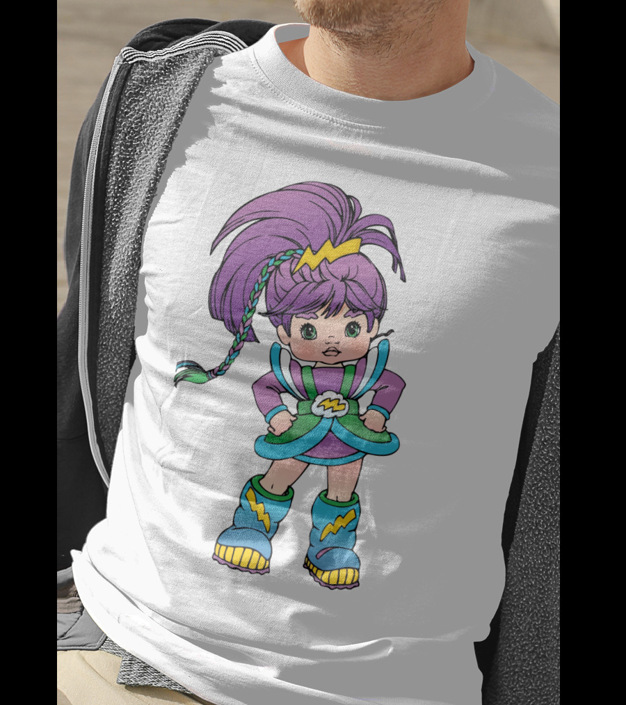 Rainbow Brite Stormy Character With Purple Hair And Lightning Bolt T-Shirt