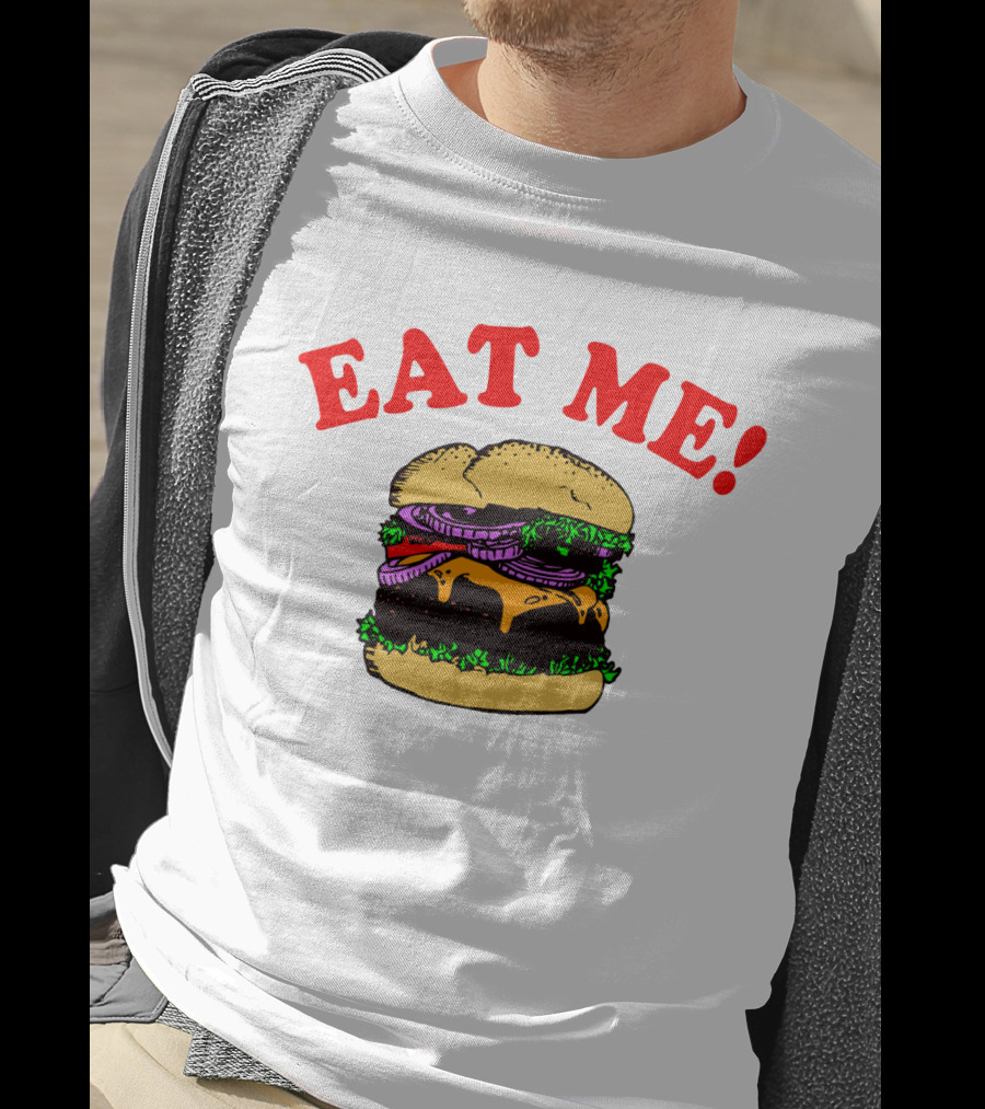 Captain Spaulding Eat Me Burger Text T-Shirt
