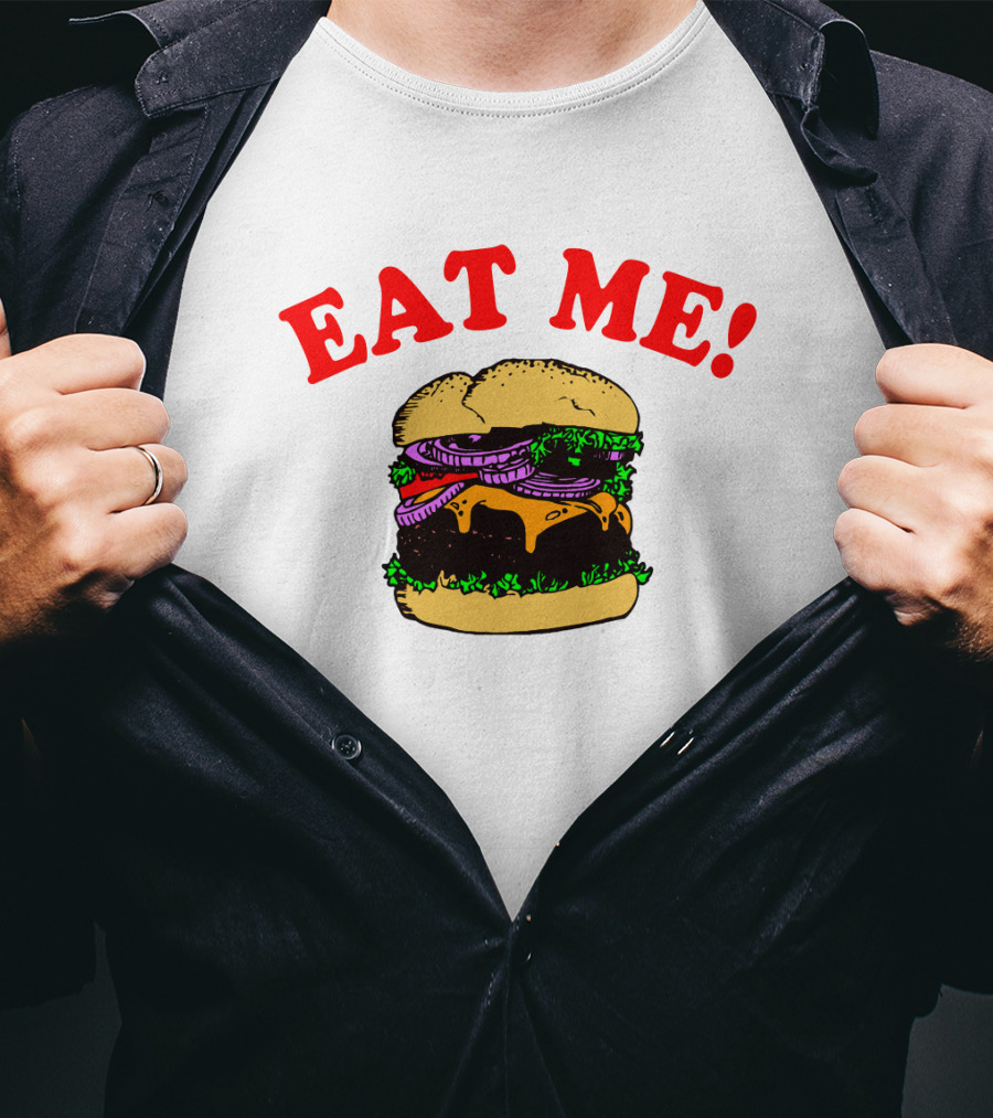Captain Spaulding Eat Me Burger Text T-Shirt