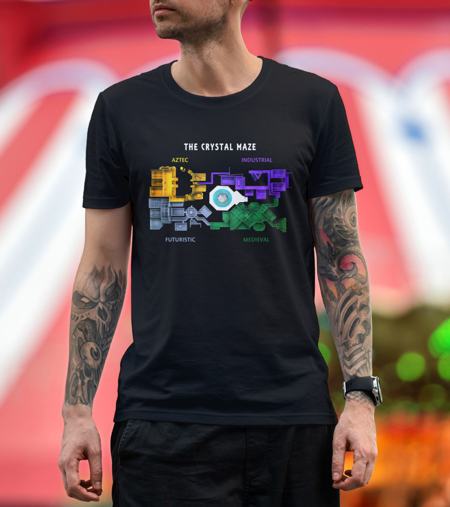 The Crystal Maze Map Aztec Industrial Futuristic Medieval T-Shirt