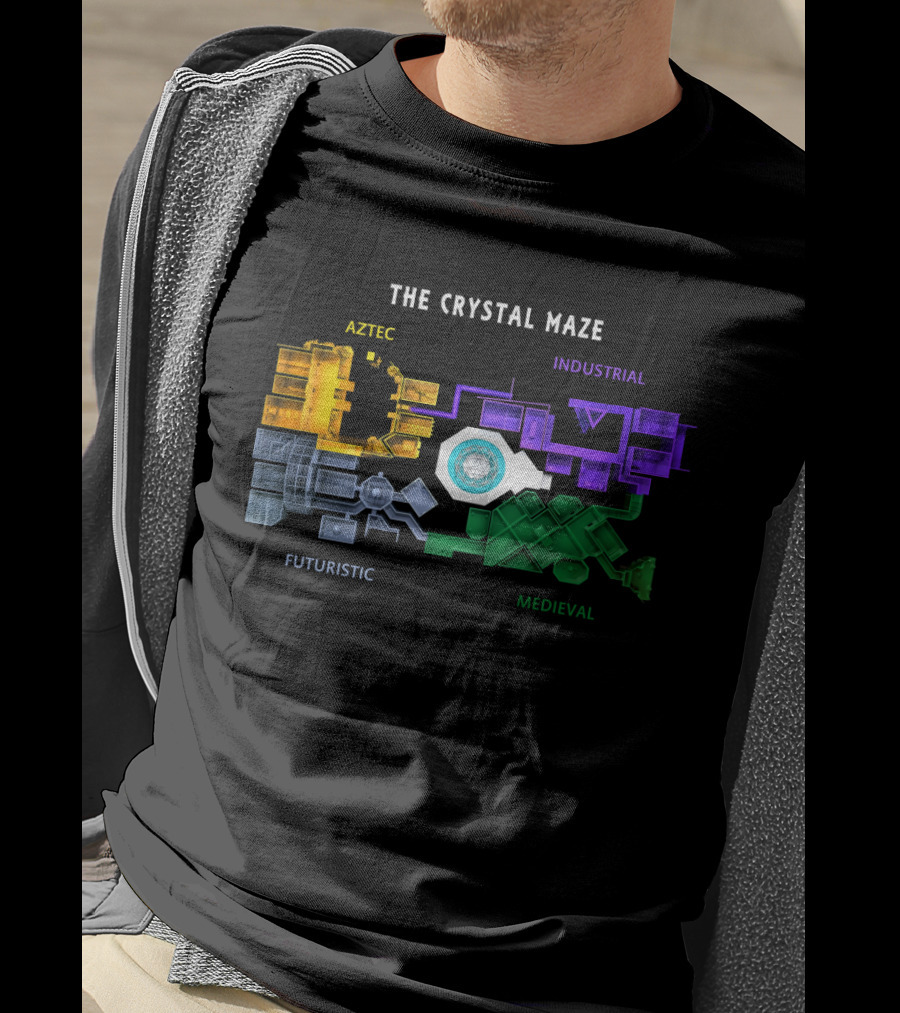 The Crystal Maze Map Aztec Industrial Futuristic Medieval T-Shirt