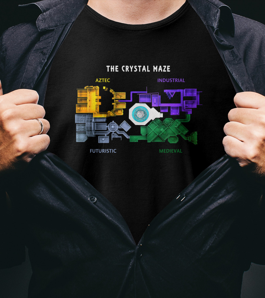 The Crystal Maze Map Aztec Industrial Futuristic Medieval T-Shirt