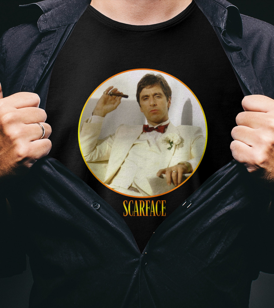 Scarface Iconic Movie Character In Circle Frame T-Shirt
