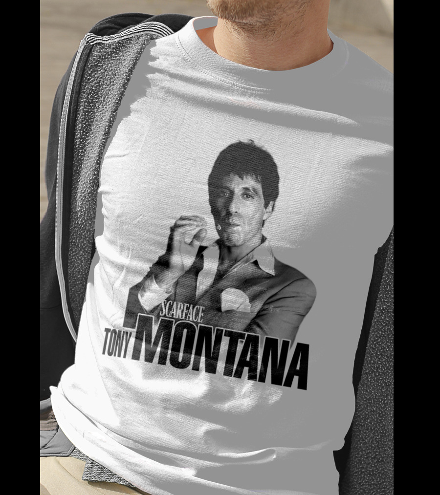 Scarface Tony Montana Cigar Black And White Photo T-Shirt