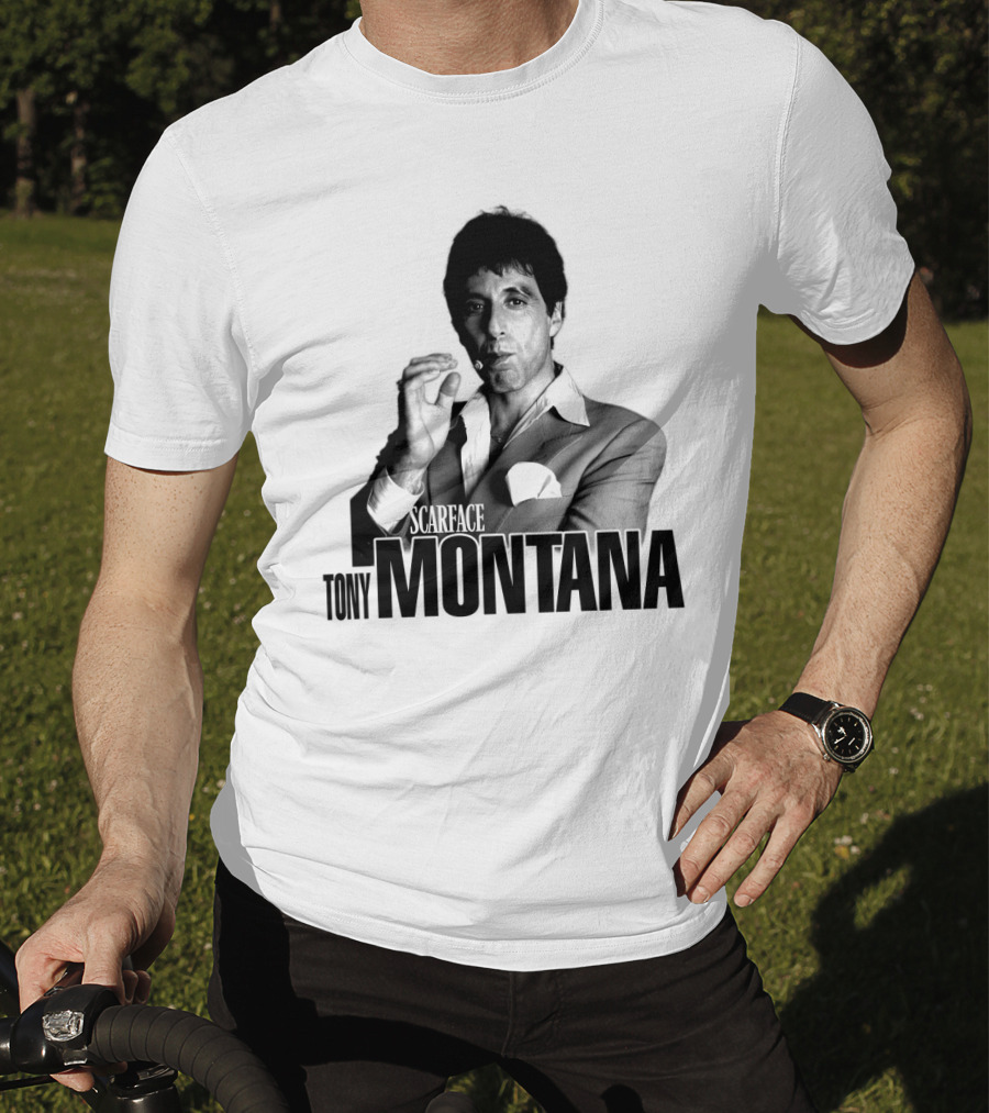 Scarface Tony Montana Cigar Black And White Photo T-Shirt