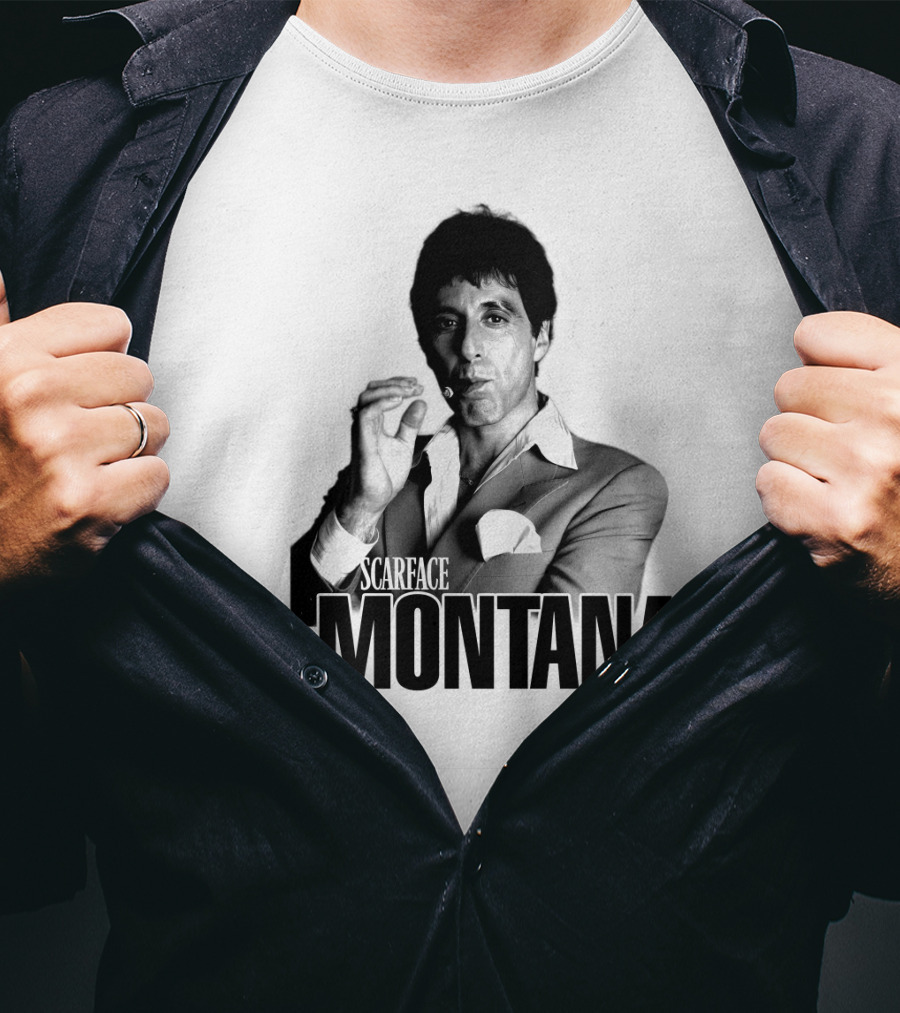 Scarface Tony Montana Cigar Black And White Photo T-Shirt