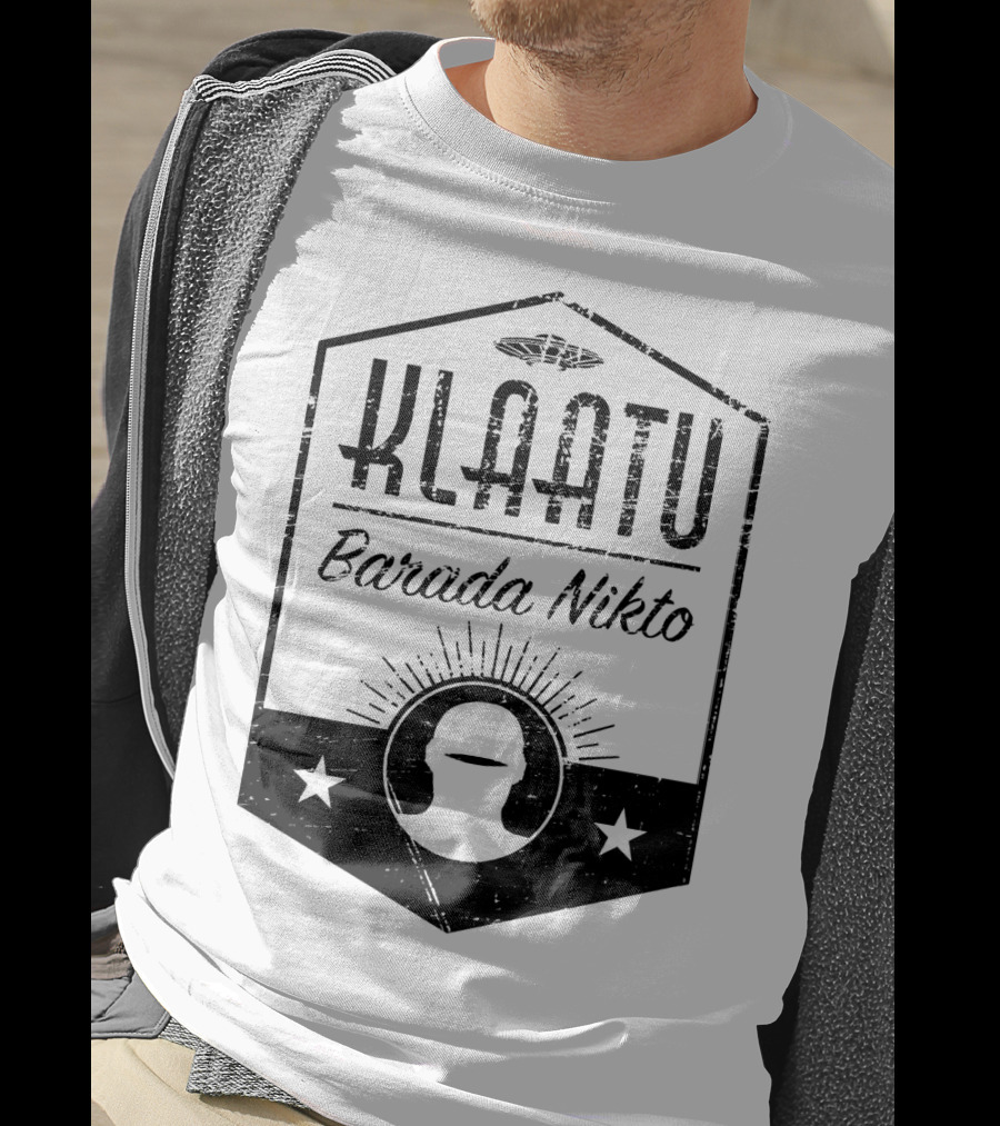 Klaatu Barada Nikto The Day The Earth Stood Still Spaceship Icon Retro Badge T-Shirt