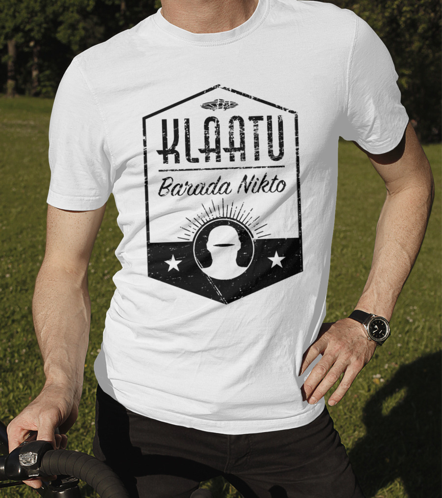 Klaatu Barada Nikto The Day The Earth Stood Still Spaceship Icon Retro Badge T-Shirt