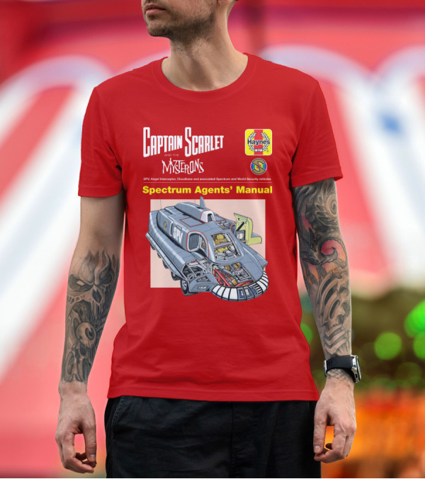Premium T-Shirt: Captain Scarlet and the Mysterons Spectrum Agents' Manual SPV Haynes Cloudbase Spectrum World Security Vehicles T-Shirt Captain Scarlet and the Mysterons Spectrum Agents' Manual SPV Haynes Cloudbase Spectrum World Security Vehicles T-Shirt
