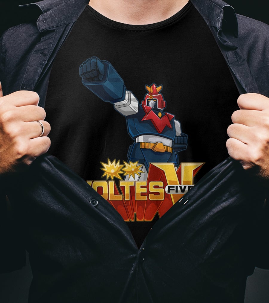 Voltes Five Robot Iconic Anime Character Fist Power Action T-Shirt