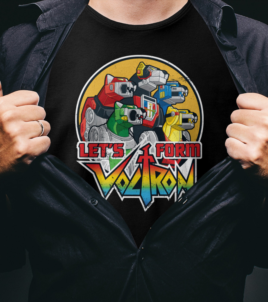 Let’s Form Voltron Lions Retro Iconic Team Assembly T-Shirt