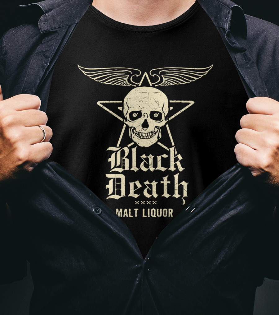 Black Death Malt Liquor Skull Wings T-Shirt