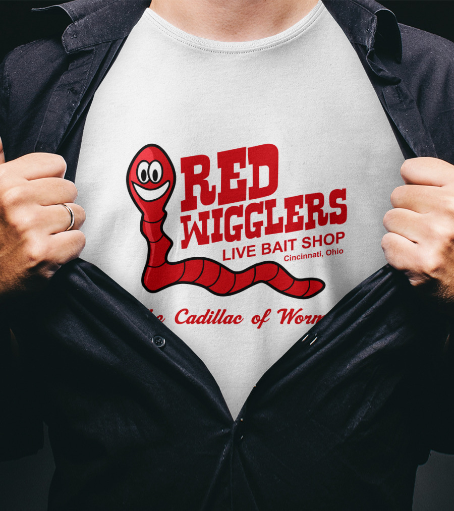 WKRP In Cincinnati Red Wigglers Live Bait Shop The Cadillac Of Worms T-Shirt