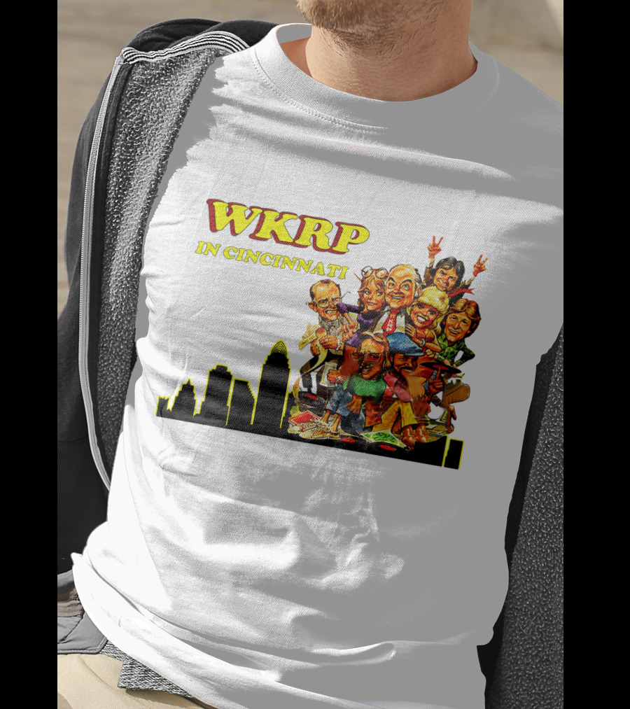 WKRP In Cincinnati Characters And Skyline T-Shirt