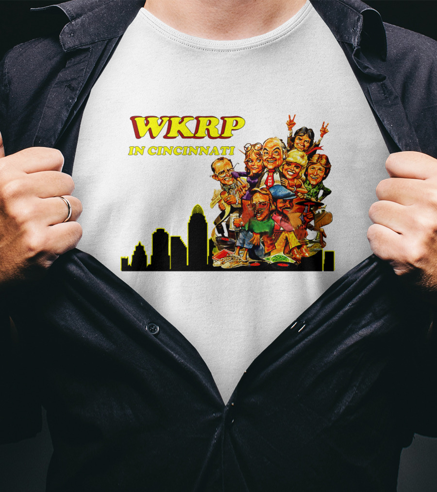 WKRP In Cincinnati Characters And Skyline T-Shirt