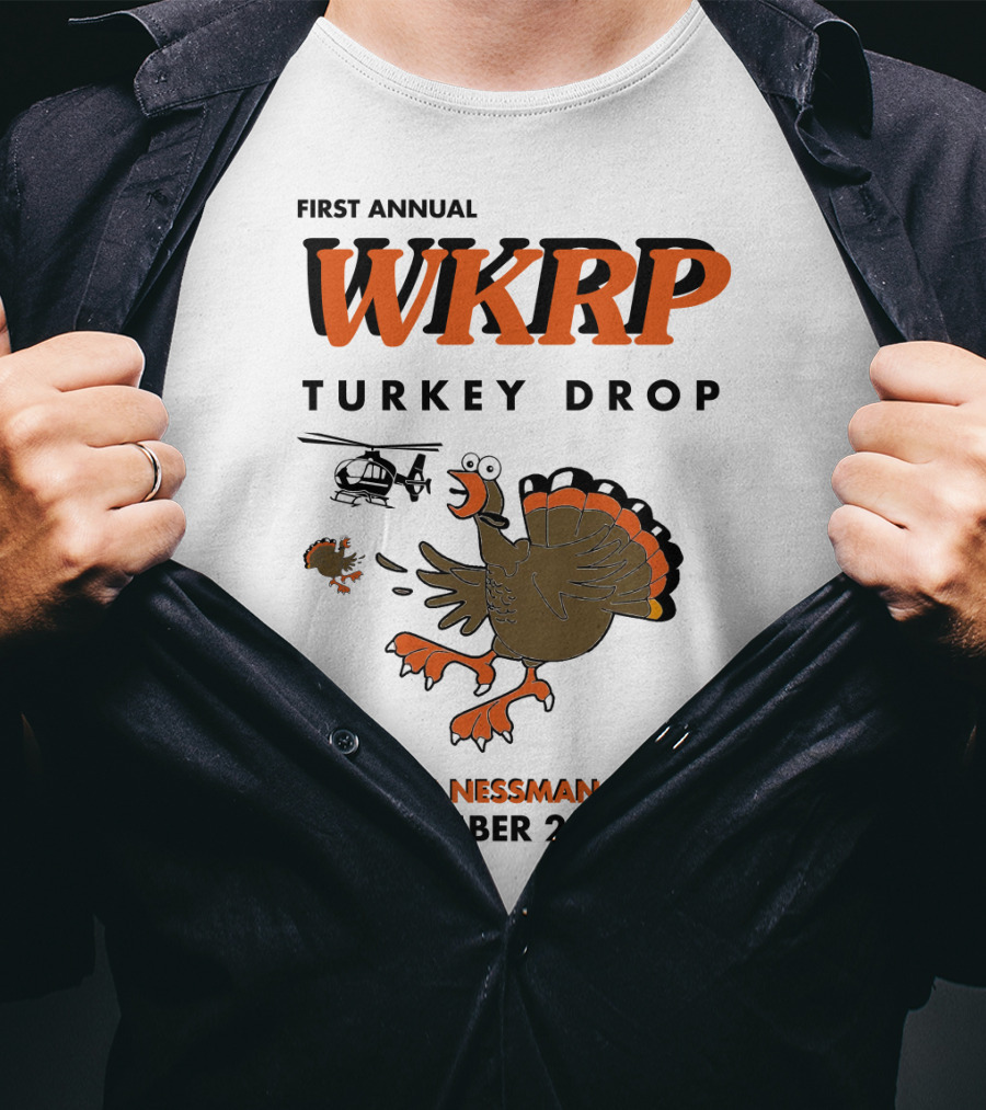 First Annual WKRP Turkey Drop With Les Nessman November 22 1978 T-Shirt
