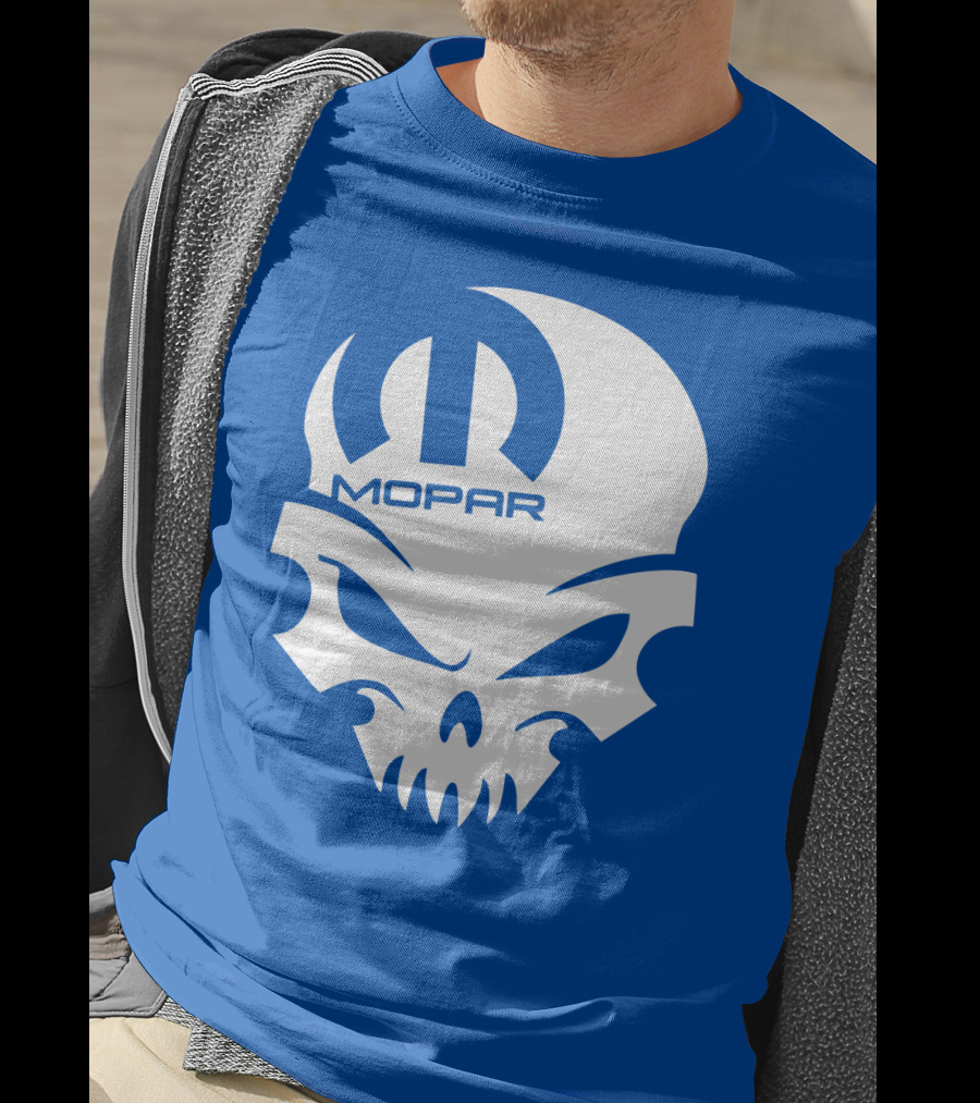 Mopar Skull Logo Blue Background T-Shirt