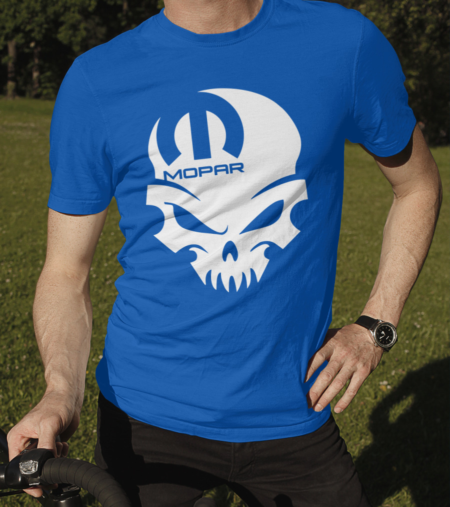 Mopar Skull Logo Blue Background T-Shirt