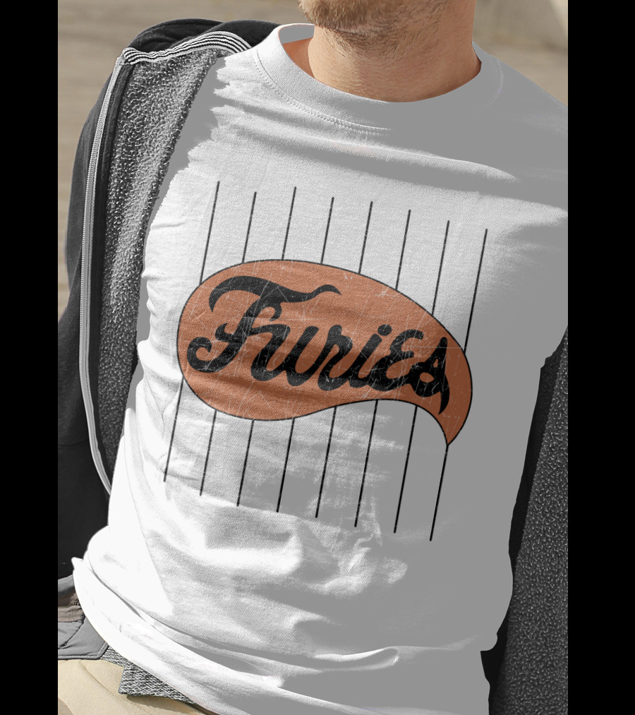 Furies Retro Baseball Style Text With Vertical Stripes T-Shirt