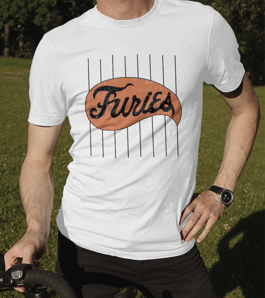 Furies Retro Baseball Style Text With Vertical Stripes T-Shirt