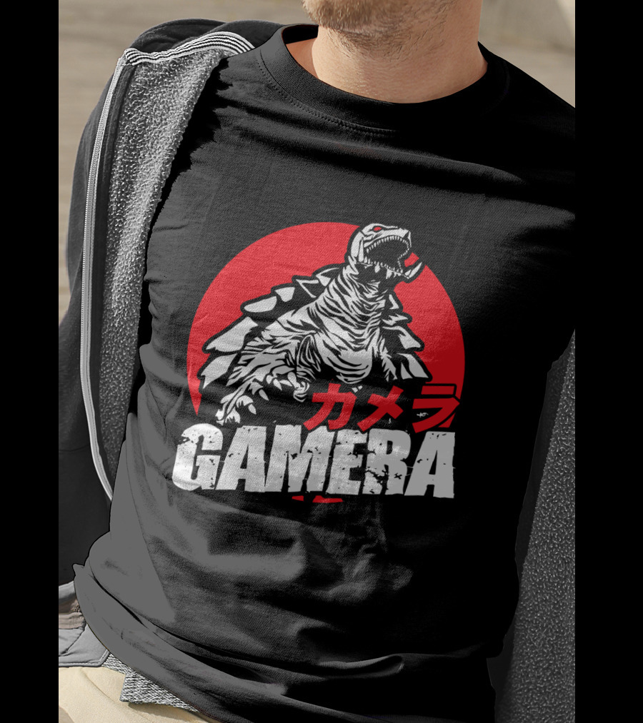 GAMERA Flying Turtle Kaiju Red Circle Background T-Shirt