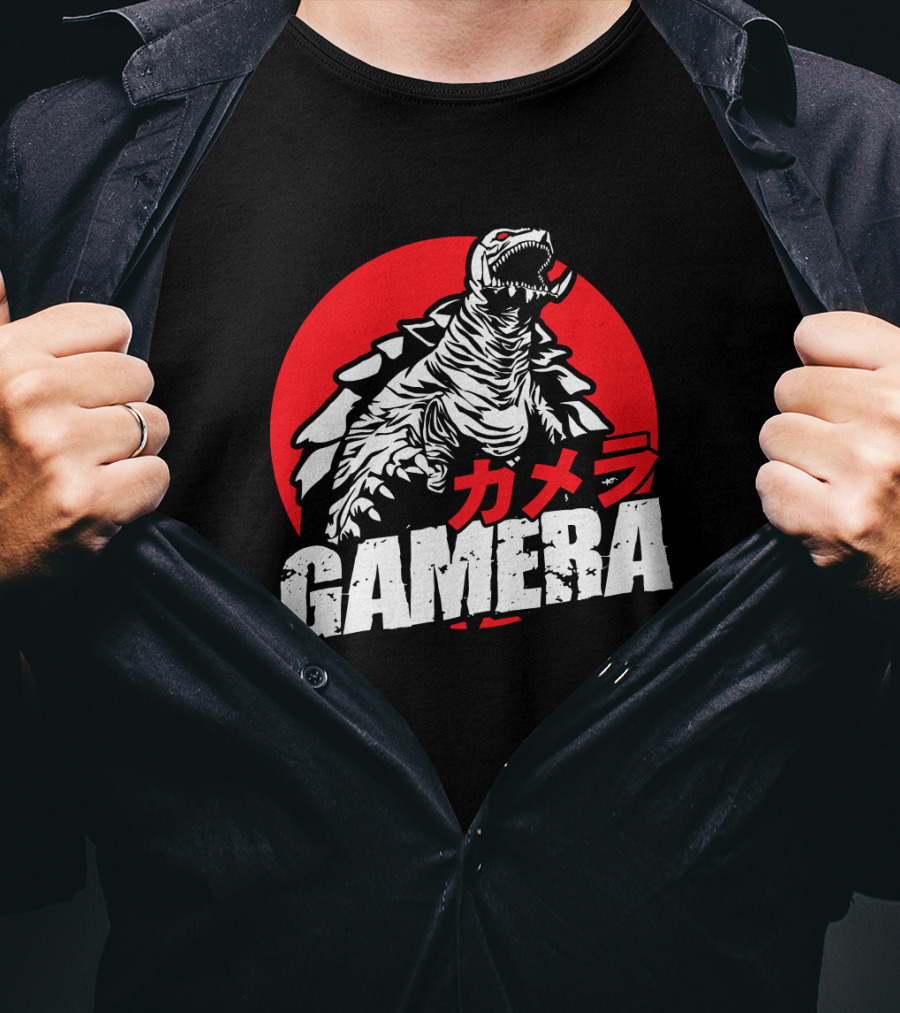 GAMERA Flying Turtle Kaiju Red Circle Background T-Shirt
