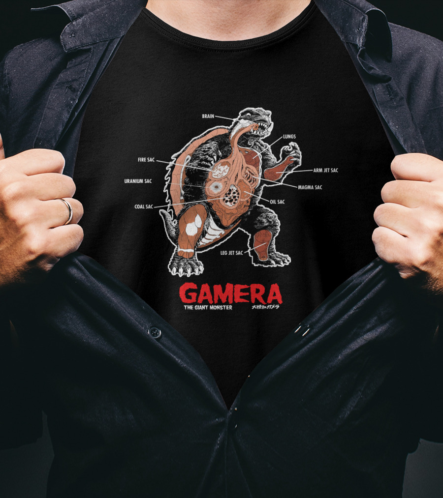 Gamera The Giant Monster Anatomy Detail Brain Lungs Magma Sac Uranium Sac T-Shirt