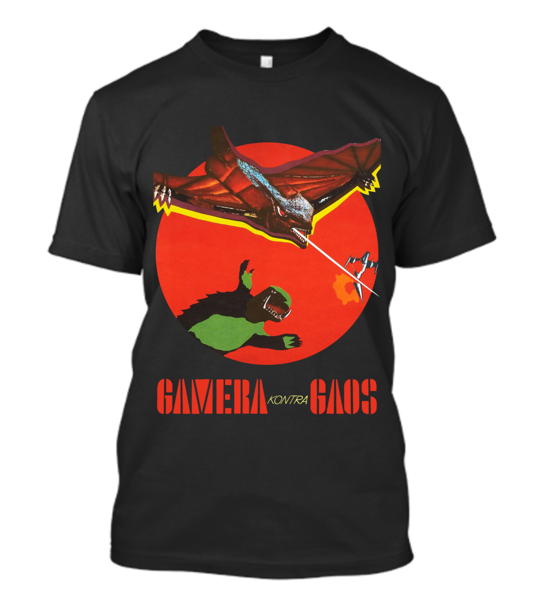 Gamera Kontra Gaos Retro Monster Battle Scene T-Shirt