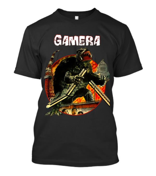 Gamera Monster Clash With Iconic Japanese Tower And Cityscape Scene T-Shirt