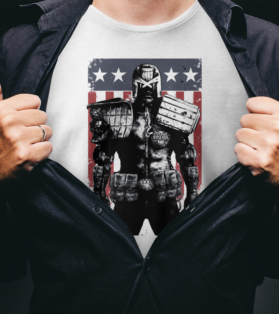 Judge Dredd Judgement Day Stars And Stripes Comic Hero T-Shirt