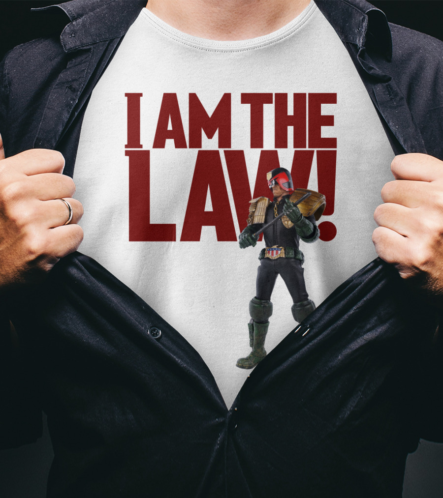 Judge Dredd I Am The Law Action Figure Stance T-Shirt