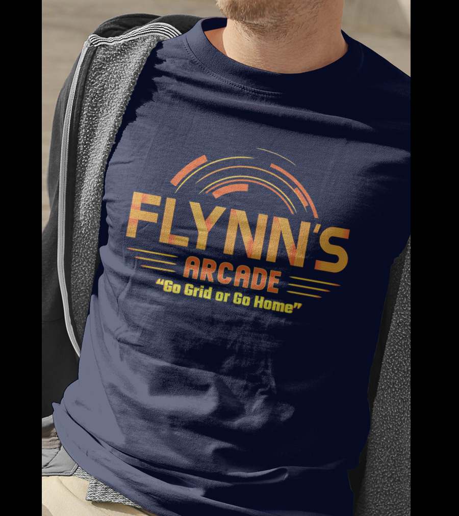 Flynn's Arcade Go Grid Or Go Home Retro Gaming T-Shirt