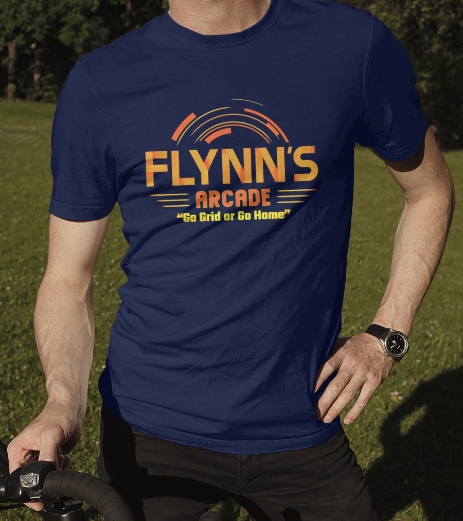 Flynn's Arcade Go Grid Or Go Home Retro Gaming T-Shirt