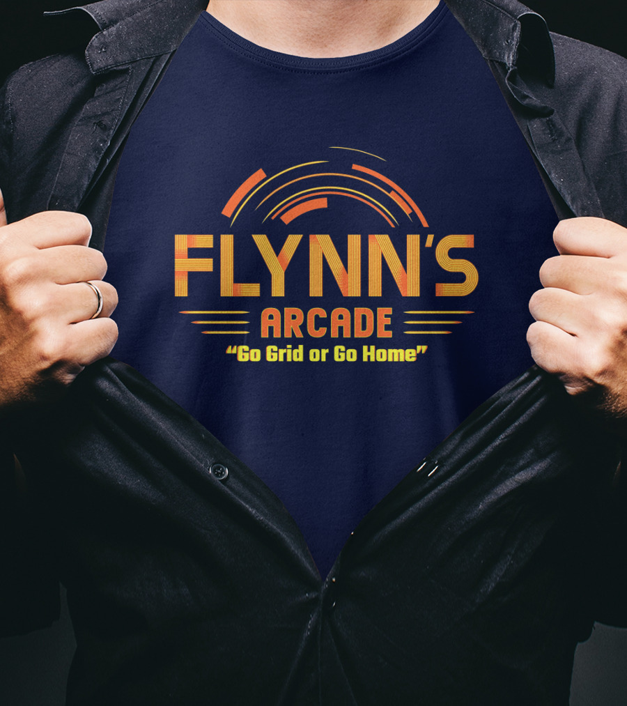 Flynn's Arcade Go Grid Or Go Home Retro Gaming T-Shirt