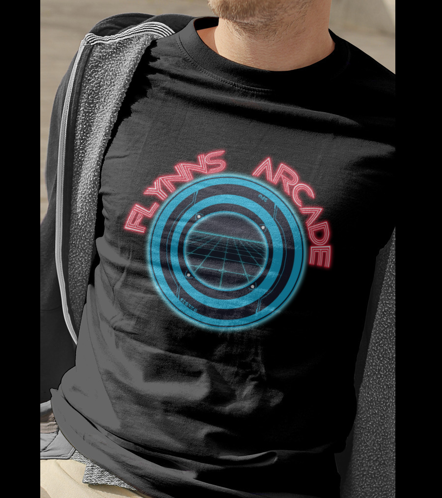Flynn's Arcade Tron Grid Logo Neon T-Shirt