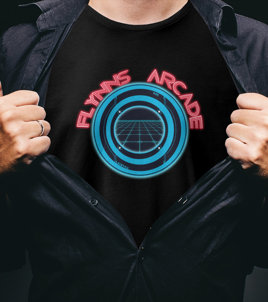 Flynn's Arcade Tron Grid Logo Neon T-Shirt